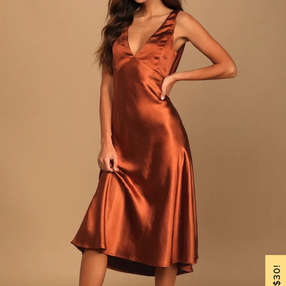 Lulus burnt orange midi slip dress